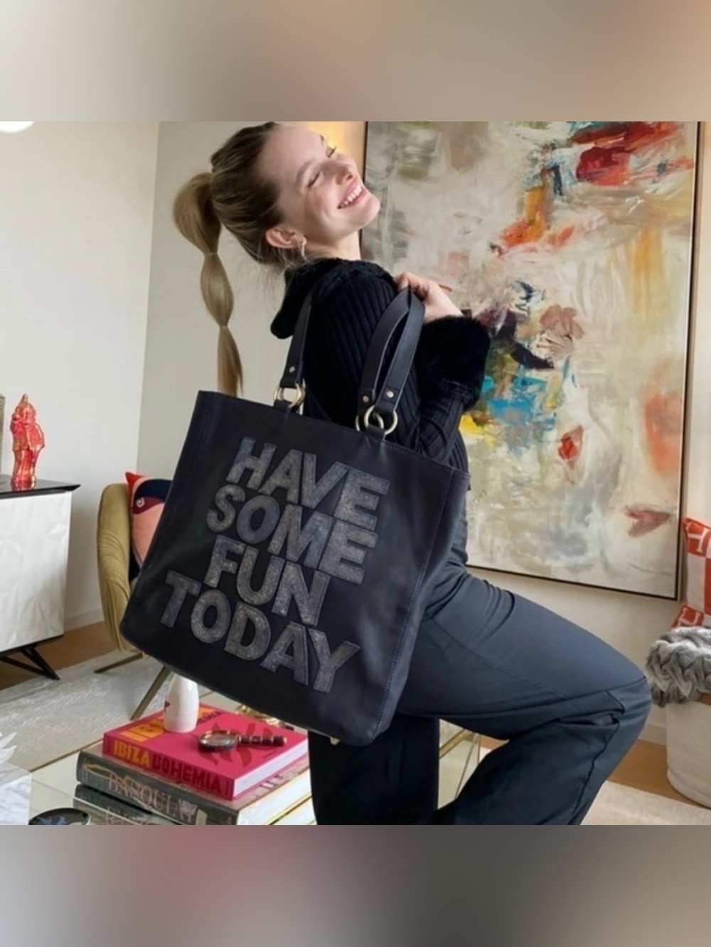 Leather Have Some Fun Today
NAVY BLUE Josie Tote Bag